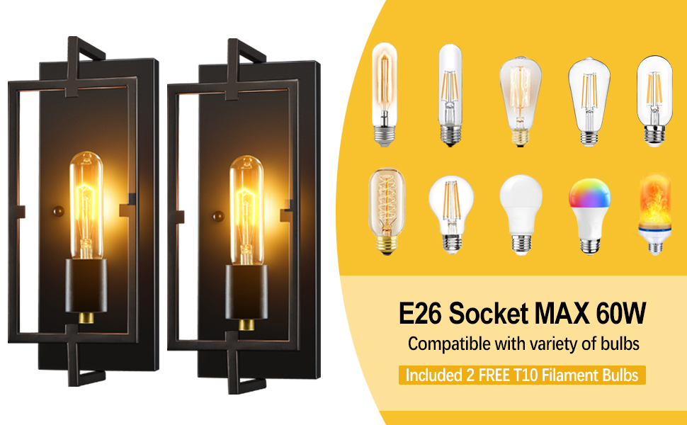 Wall Sconces, Vintage Decor Wall Lights Set of 2, Rustic Wall Light Fixtures, Industrial Indoor