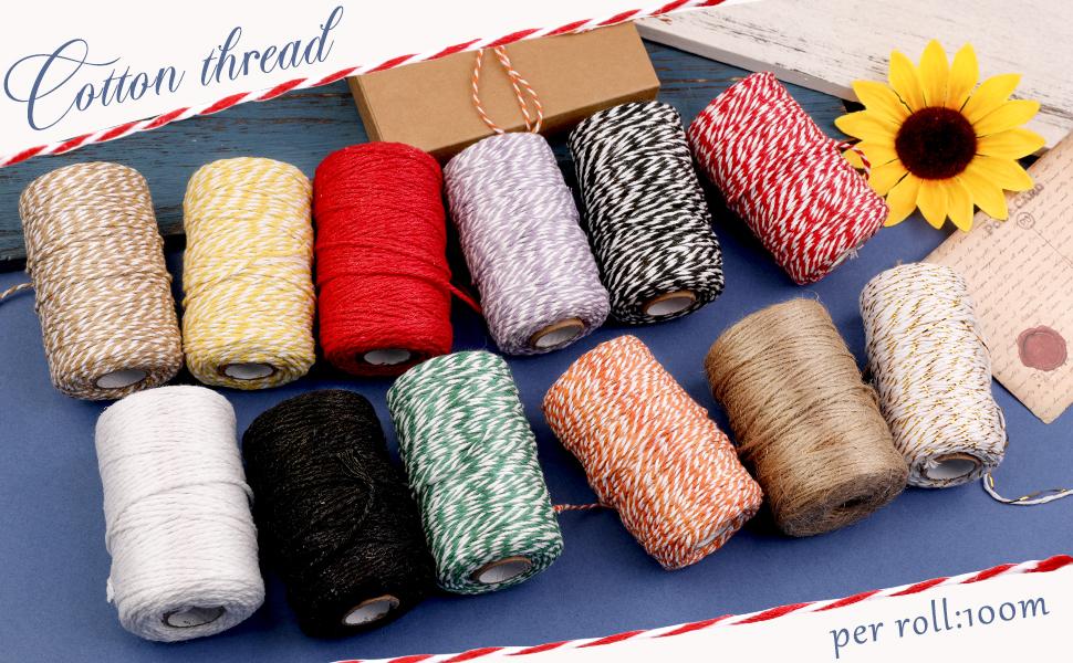 Green and White Cotton String, 100M/328 Feet Cotton Bakers Twine String, Cotton Cord