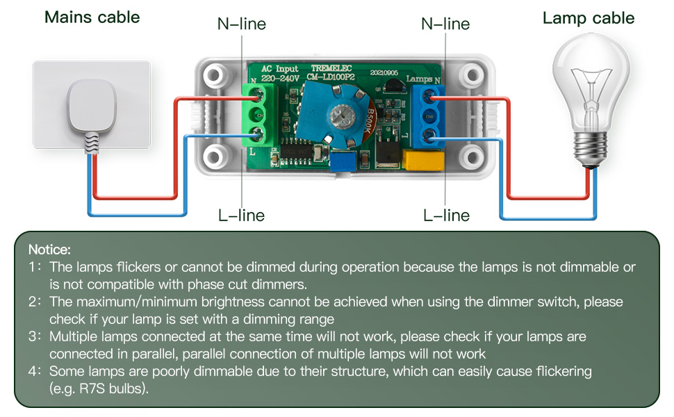 VIPMOON Inline Dimmer Switch, LED Dimmer Module Builtin Rotary On/Off