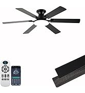 Ceiling Fans with Lights,54 Inch Low Profile Ceiling Fan with Light and Remote Control,6 Speeds/6...
