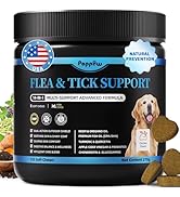 POPPAW Dog Flea and Tick Treatment Chewable, 5-in-1 Natural Flea and Tick Prevention Chews, Dog O...