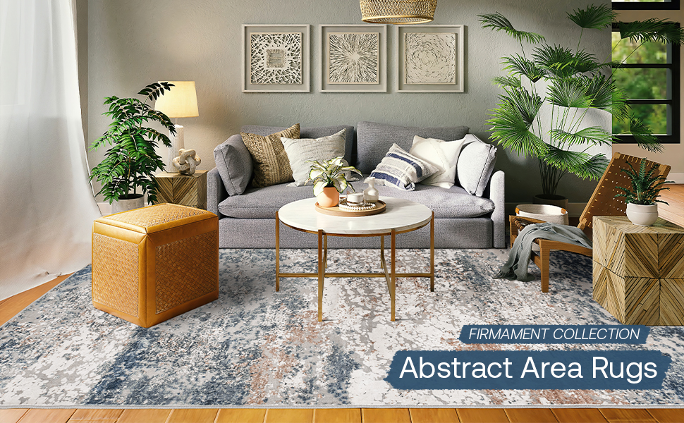 Art&Tuft Washable Rug, AntiSlip Backing Abstract Area Rug 6x9, Stain Resistant Rugs