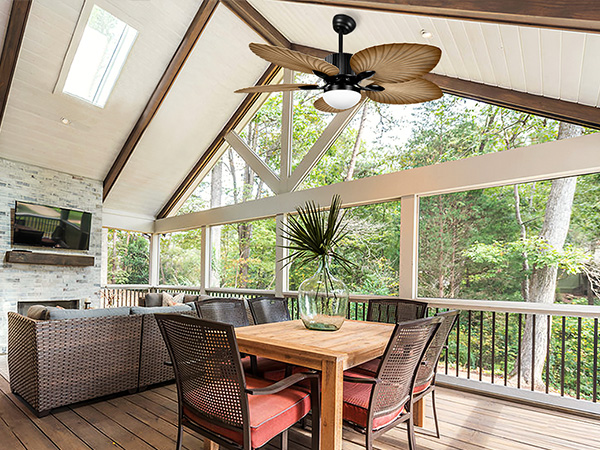 YITAHOME Tropical Ceiling Fan with LED Light and Remote, 52