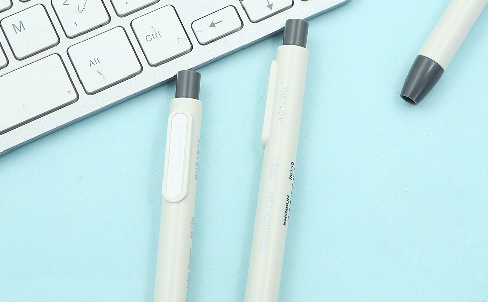 4Pcs Retractable Click Eraser with 4Pcs Refill Erasers, Premium Pen