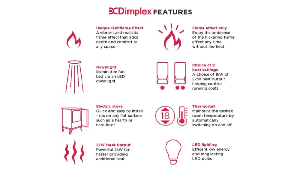 Dimplex Casper Optiflame Electric Stove, Matte Black Cast Iron Effect