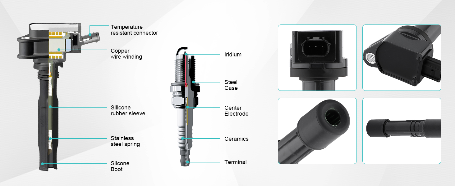  Set of 4 UF602 Ignition Coil Pack & 97390 Spark Plugs (2.4L L4 Only) For Honda 