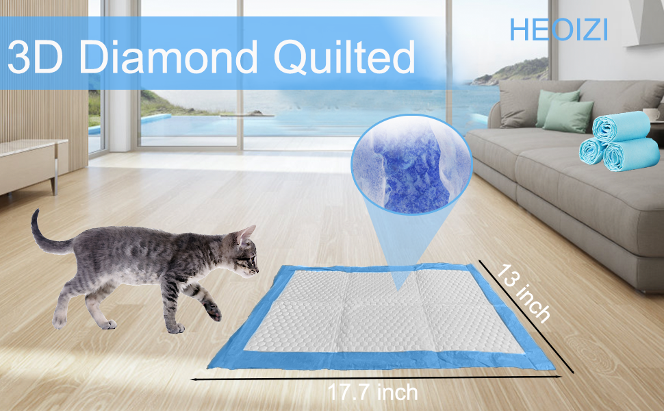 HEOIZI 50 PCS Disposable Cat Litter Pads 17.7x13 Inch,for