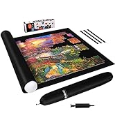 Becko 3000 Piece Puzzle Mat Roll Up with Drawstring Bag & Black Pump, Jigsaw Felt Mat with Anti-L...