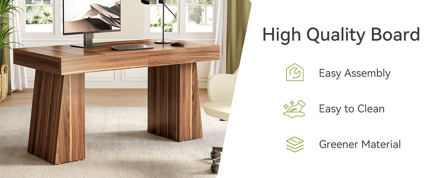 1Easylife 55 Inches Long Computer Desk, Large Wooden Home