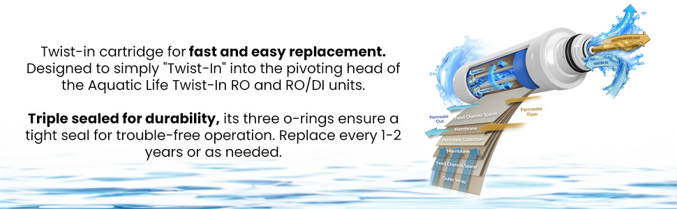 AQUATICLIFE Twist-in 100 GPD TFC RO Membrane Filter Replacement Cartridge