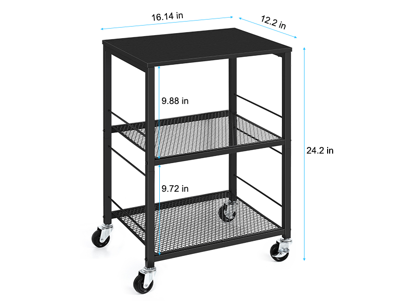 OYEAL Black Night Stand Industrial End Table with Storage Shelf