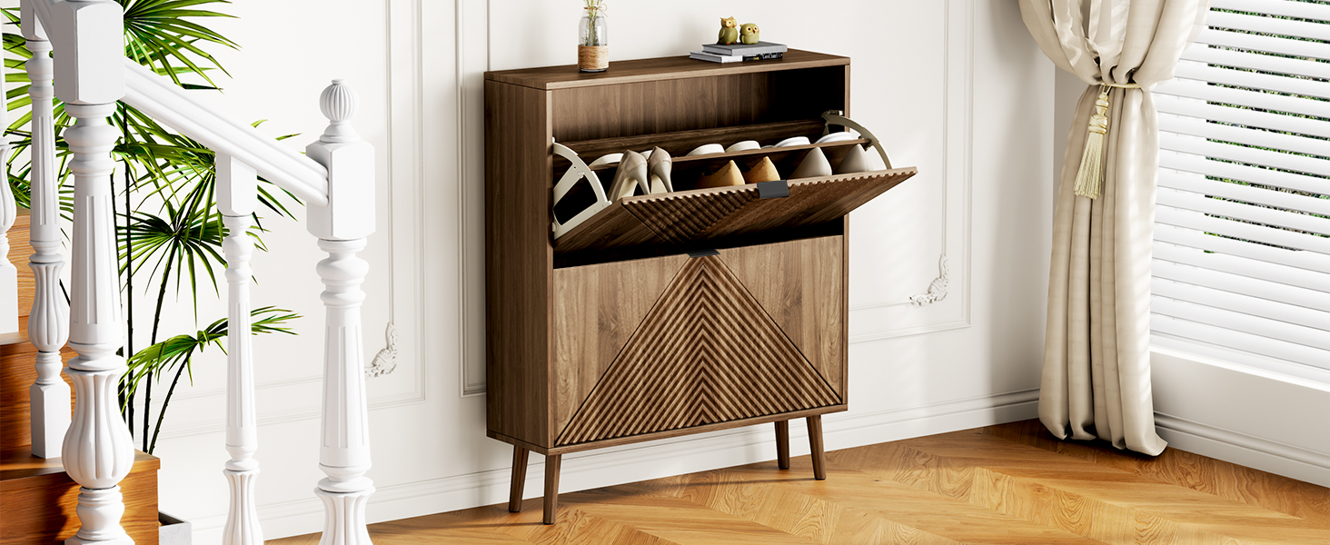 oakvivo Freestanding Shoe Cabinet with 2 Flip Drawers, Shoe Cabinet, Shoes Storage Cabinet