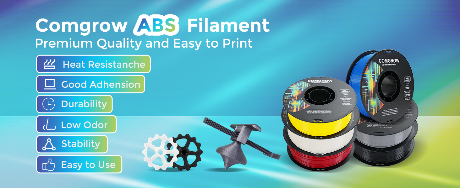 Comgrow ABS 3D Printer Filament 1.75mm Heat Resistant 1kg Strong and Durable