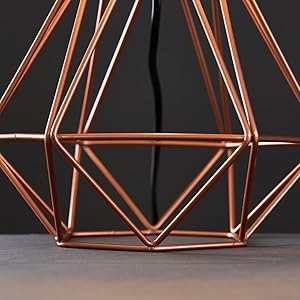 MiniSun Pair of Modern Copper Metal Basket Cage Style Table Lamps with a Black Fabric Shade