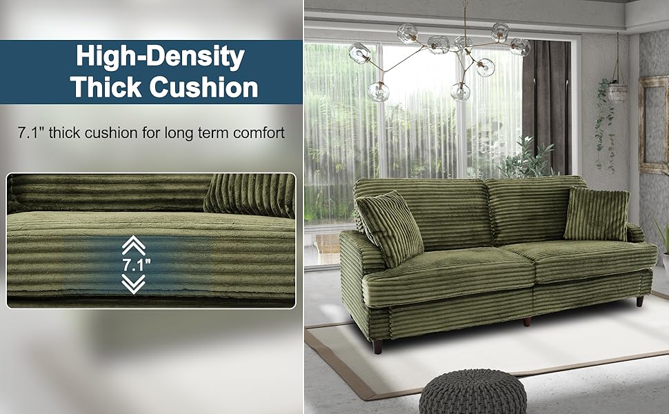Green Corduroy Sofa Couch5