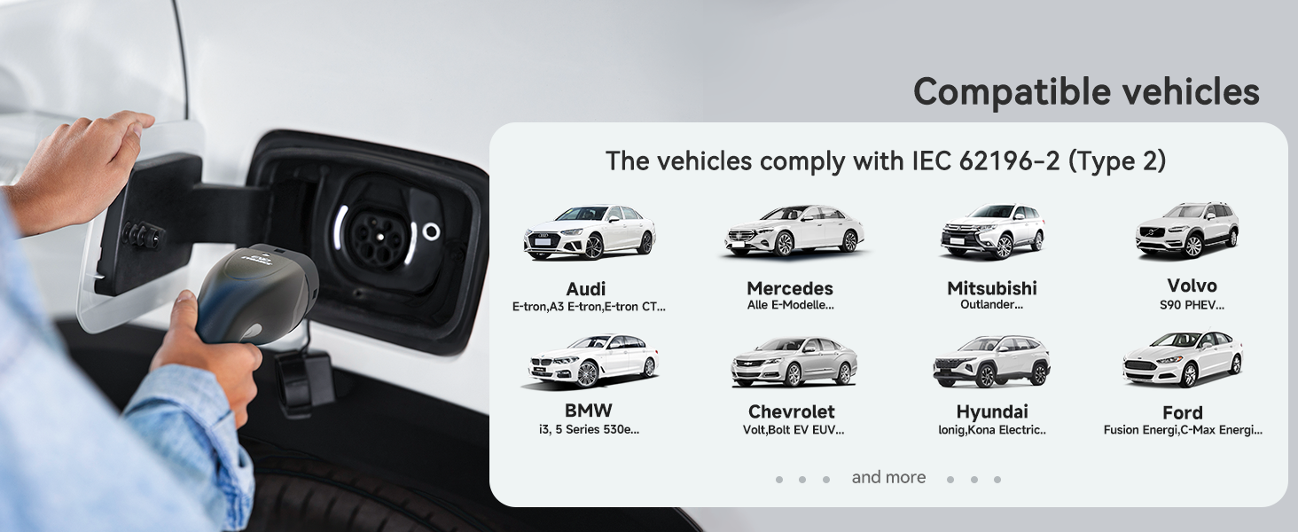 Text reads 'Compatible vehicles'. Diagram showing silhouettes of various car models compatible with a product, arranged in rows with vehicle outline illustrations.