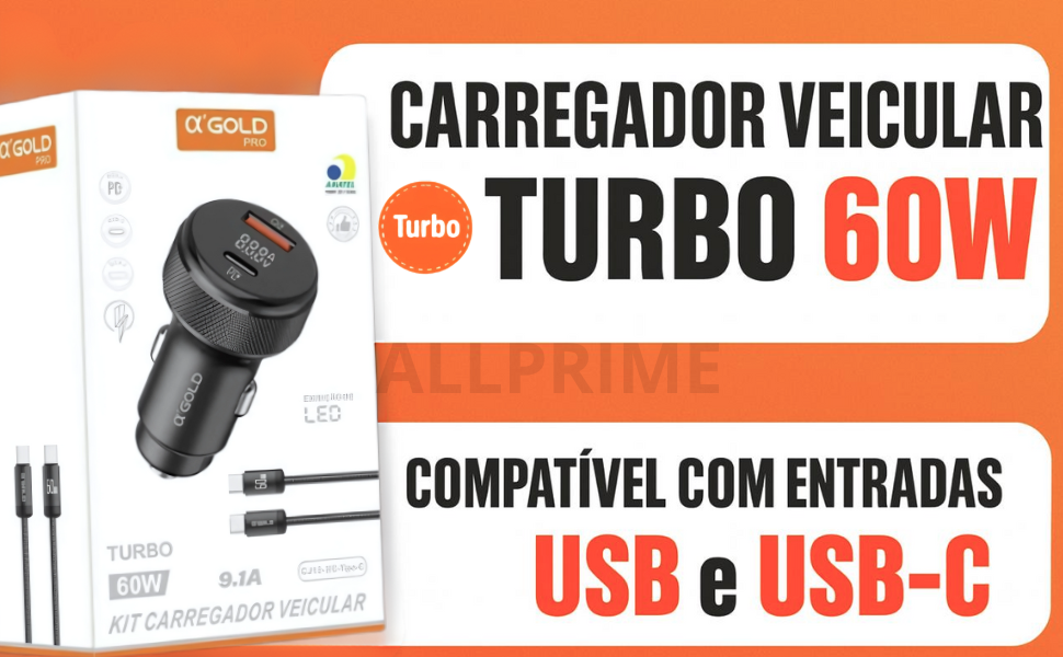 Carregador veicular turbo, Carregador veicular, carregador carro, carregador carro turbo