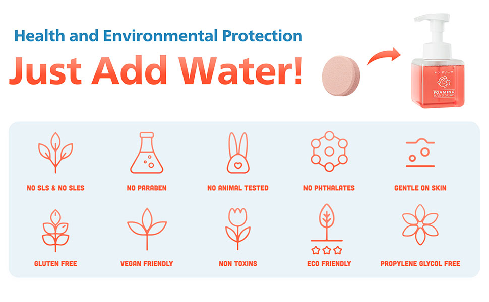 Foaming Hand Soap Dispenser + 4 Grapefruit Hand Soap
