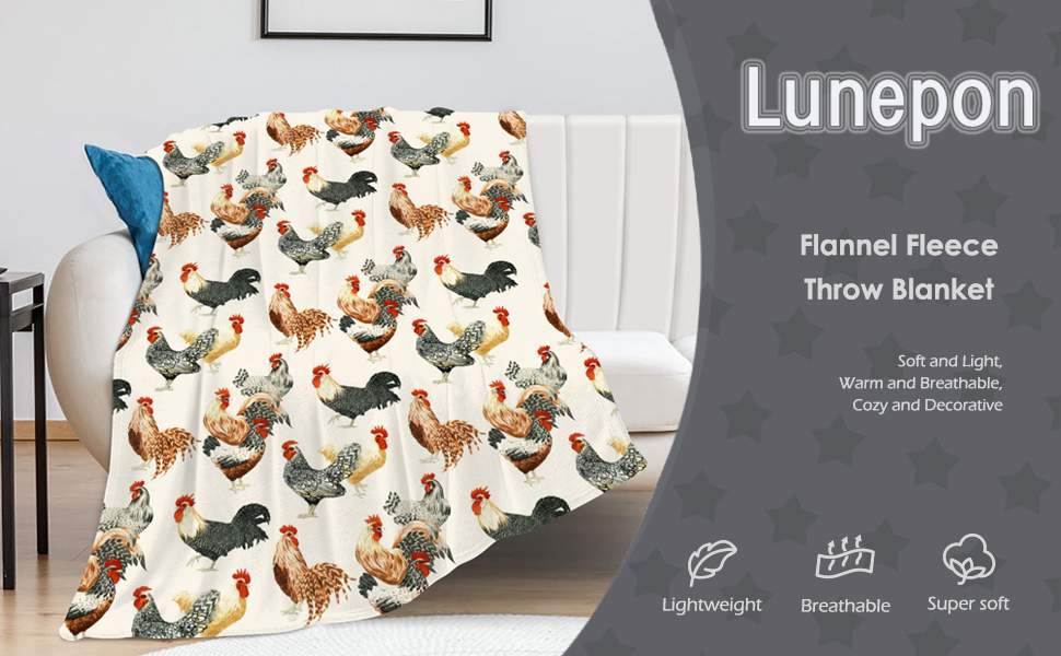 Rooster Chickens Blanket Decor Gifts for Chicken Lovers