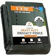 Heavy Duty Privacy Screen Fence - 5’ x 50’ Green - 90% Visibility and UV Blocking - Easy Installa...