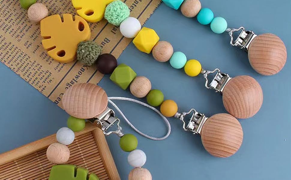 wood pacifier suspender clip