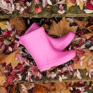 Kids colourful wampool waterproof rubber wellies wellington water comfy cotton warm yellow red blue