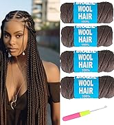 Natural Black Brazilian Wool Hair Acrylic Yarn for African Crochet Braids Senegalese Twist Faux L...