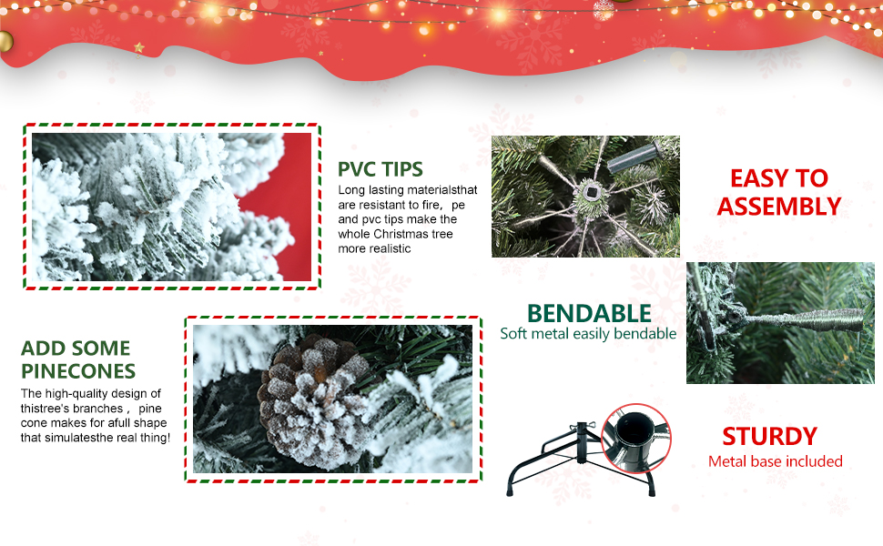 5FT Flocked Artificial Christmas Tree,Flocked Holiday