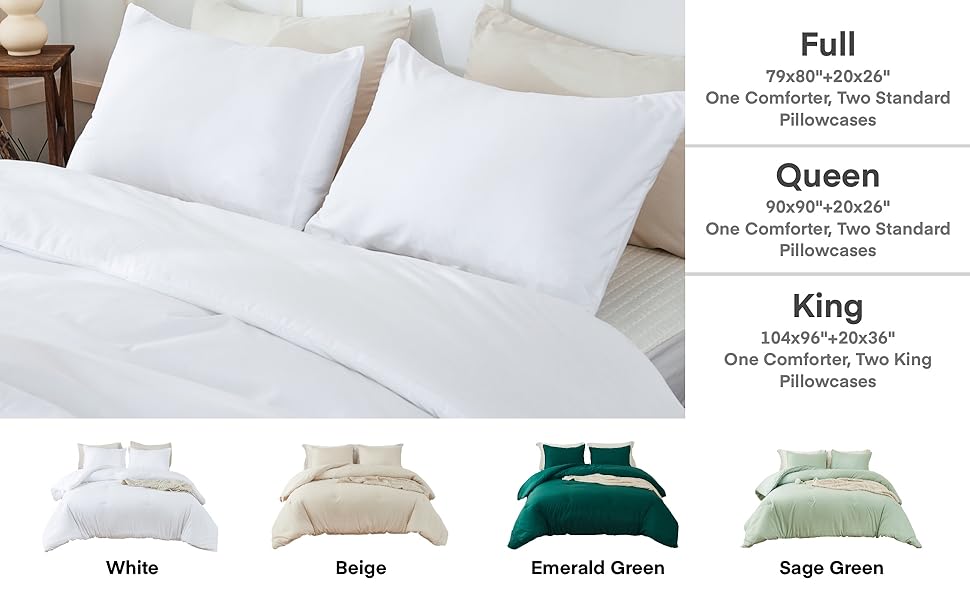 Paxrac Classic Pure White Comforter King Size, 3 Pieces