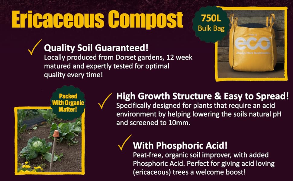 ECO Organic Ericaceous Compost For Outdoor Acid Loving Plants, Tree