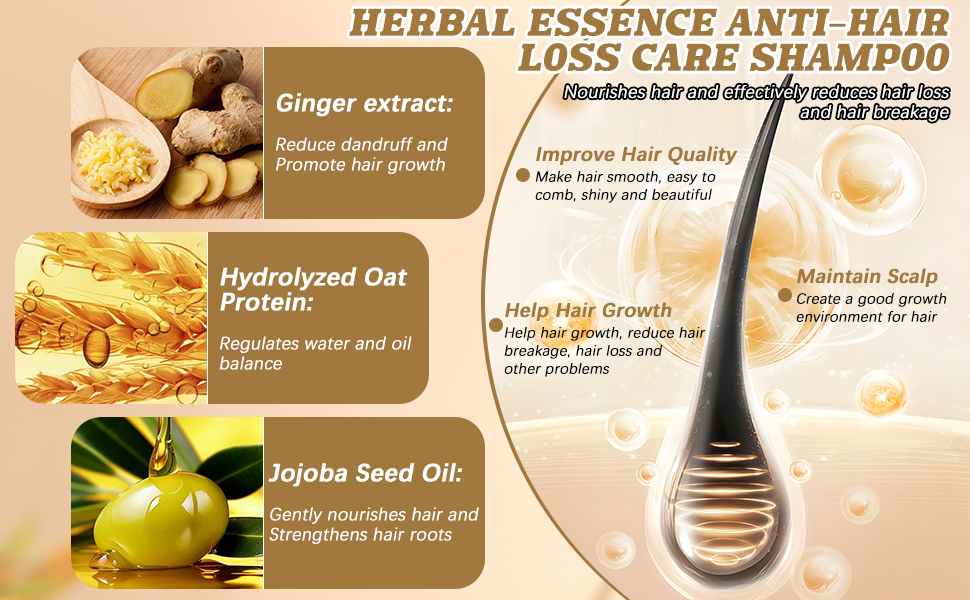 Natural Hair Care Anti Hair Loss Shampoo, Rich In Nutrients, Effectively Nourishes Hair