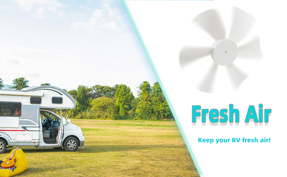 6’’ RV Vent Fan Blade Replacement, 12V DShaft RV Bathroom