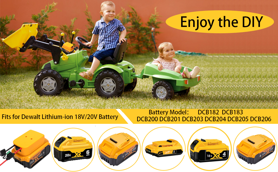 20v Battery Adapter for Dewalt with Switch Power Wheel