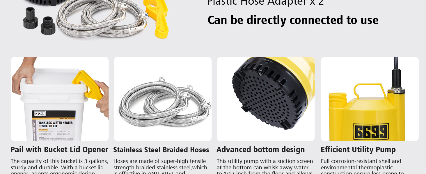 6699 Tankless Water Heater Flushing Kit Just add Vinegar Descaler Easy