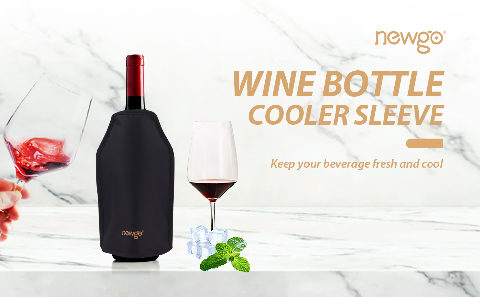 NEWGO® Wine Cooler Sleeve, Reusable Wine Ice Pack Sleeve with Protector