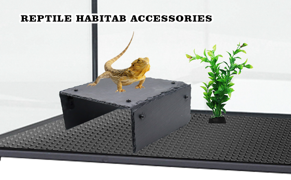 Bearded Dragon Tank Accessories, Slate Rocks for Reptiles, Bearded Dragon Basking Platform