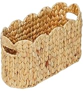 Coeusy Toilet Paper Storage Basket,Scalloped Wicker Basket for Bathroom Organizers and Storage,Ha...