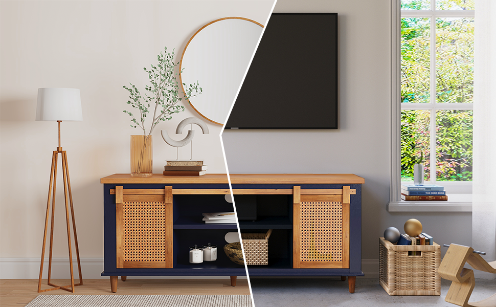 Bme Premium Arvid TV Console Table, PreAssembled Entertainment Center for up to 70