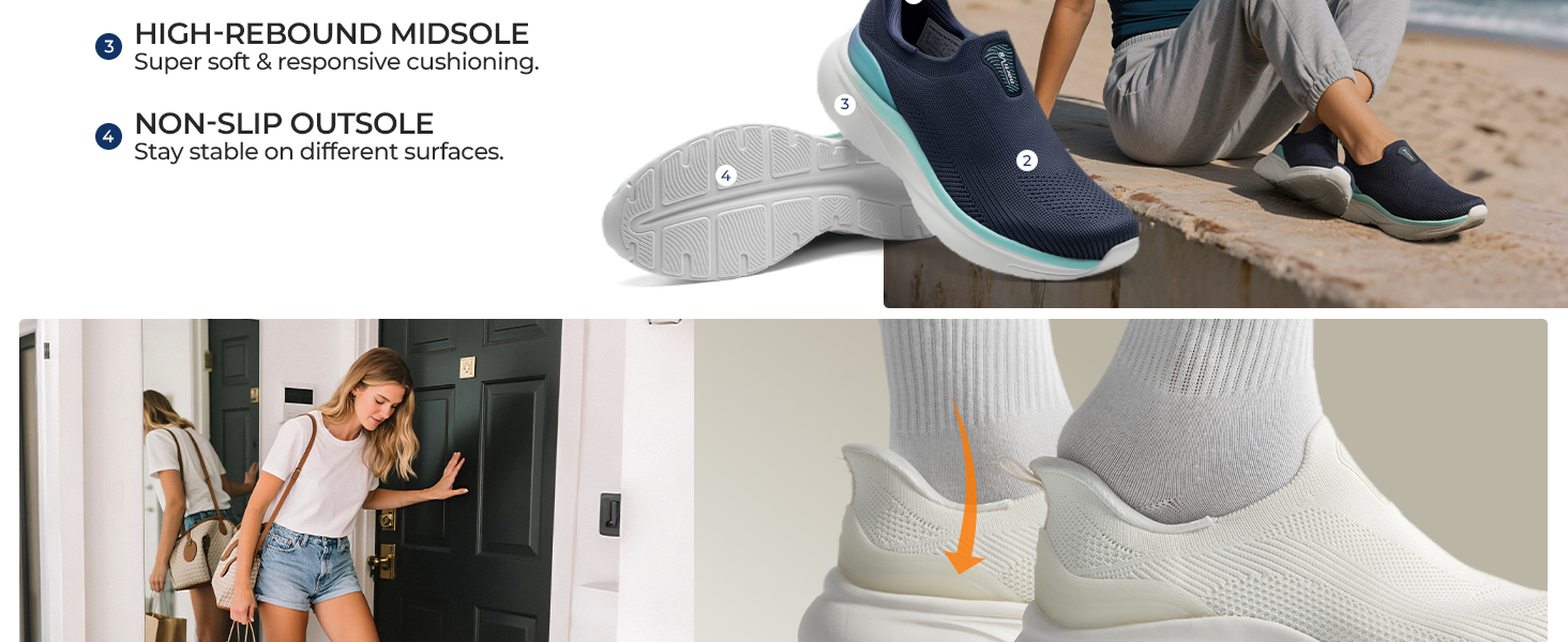 women slip on walking shoes