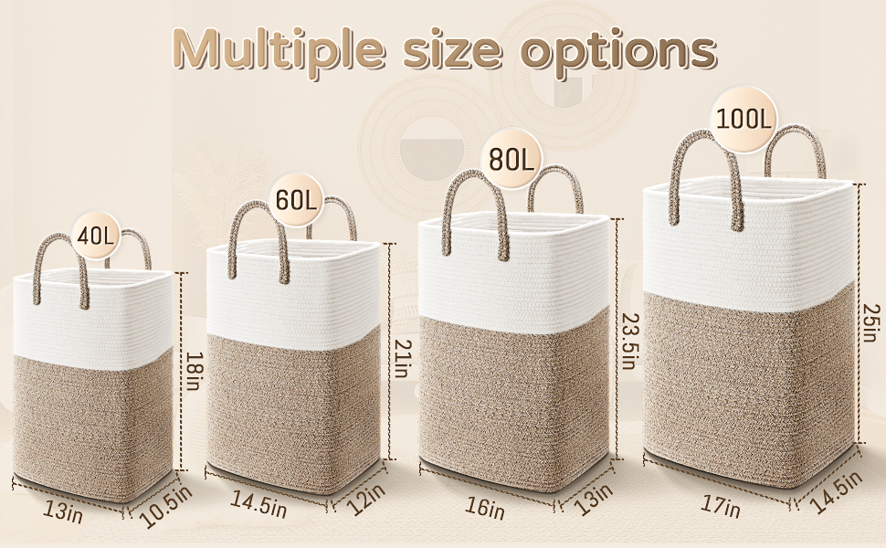 Artfeel Laundry Basket,Woven Cotton Rope Laundry Hamper