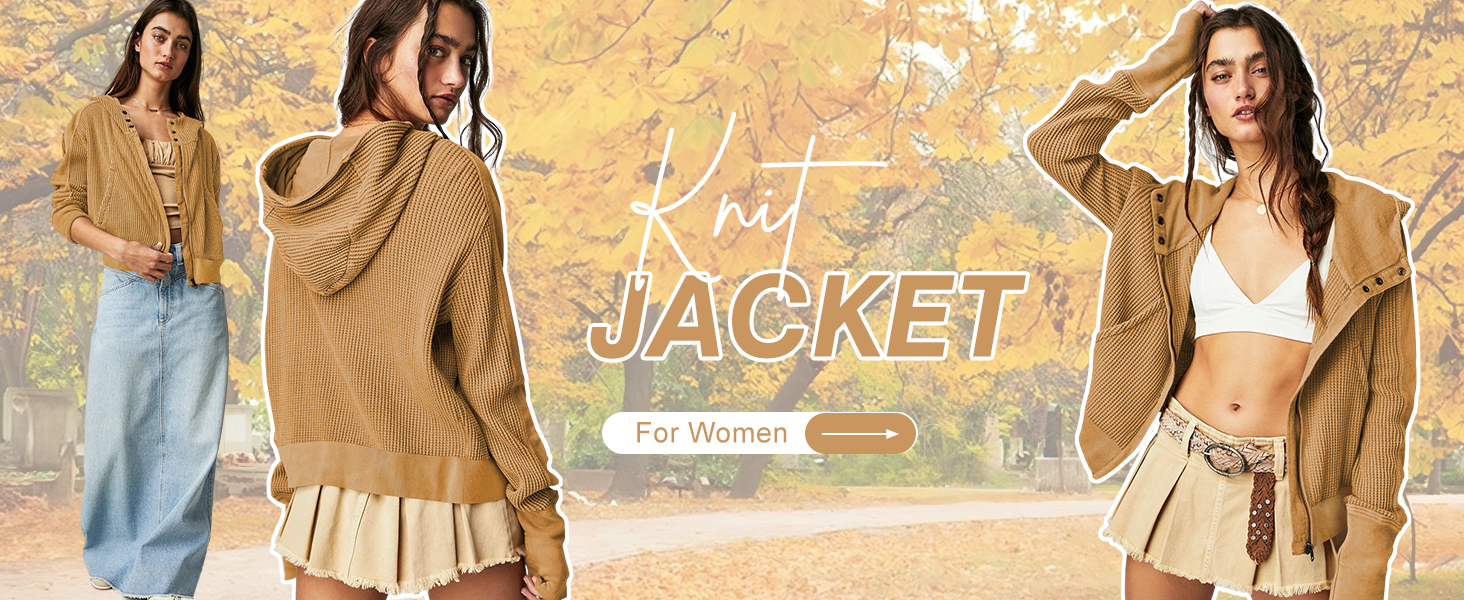 Women Waffle Knit Jacket