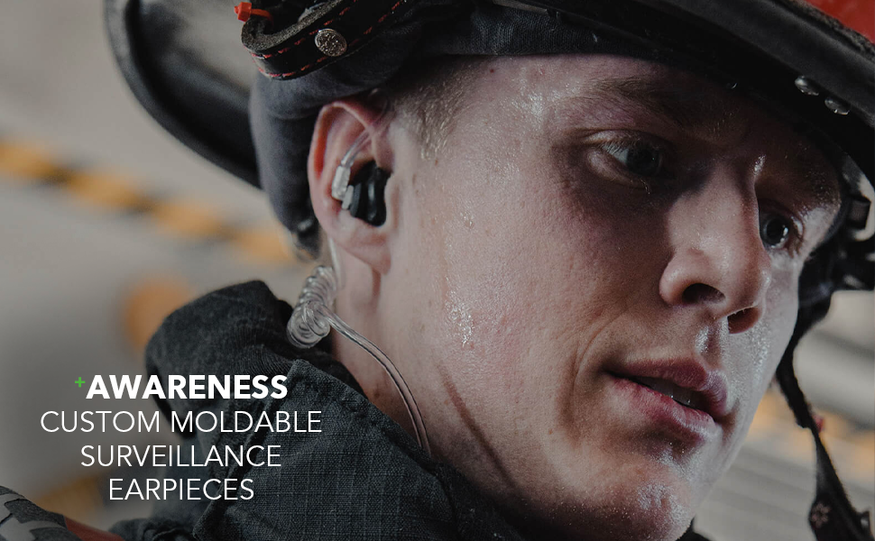 Decibullz Custom Moulded Security TwoWay Radio Surveillance Earpiece Set, ThermoFit Designed