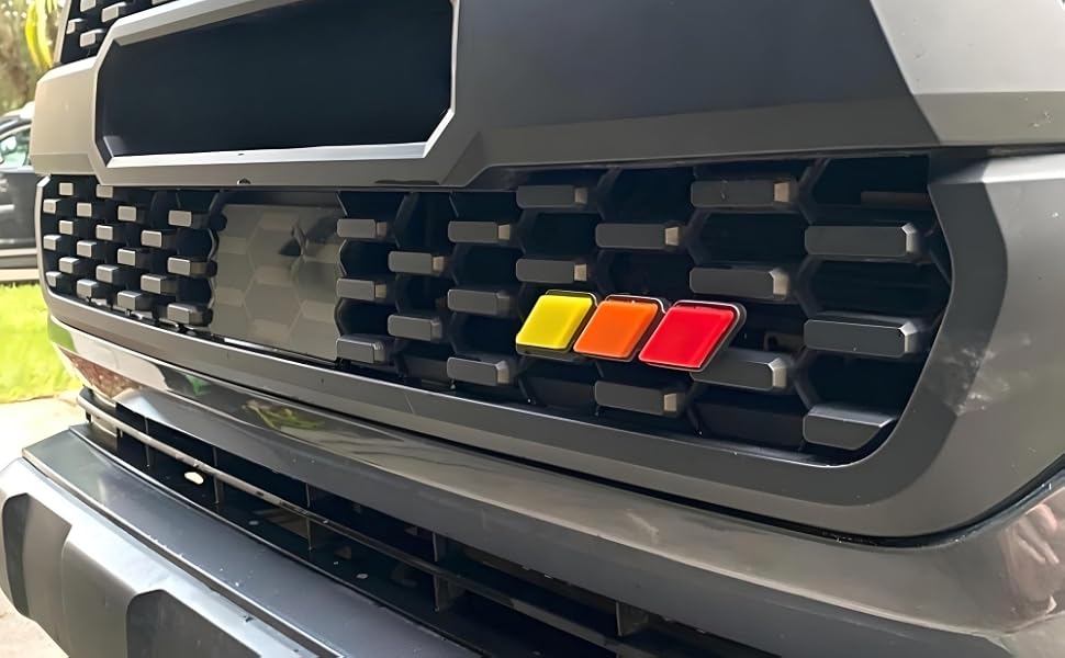 Amazon.com: iJDMTOY Retro 3-Color Stripe Grille Badge Emblem w/No