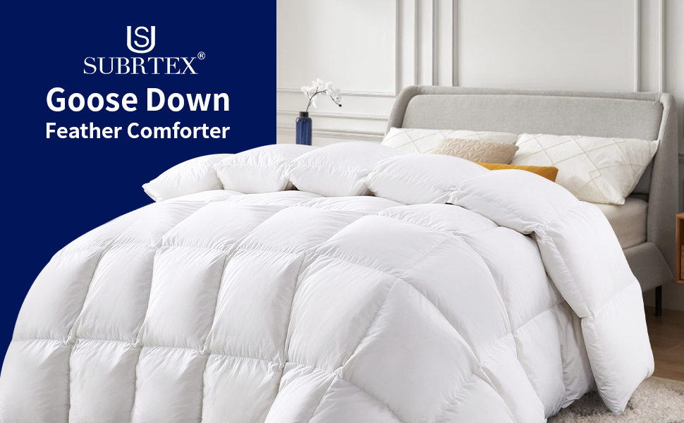 subrtex Goose Feather Down Comforter Full Size Duvet Insert Bedding Quilted Down