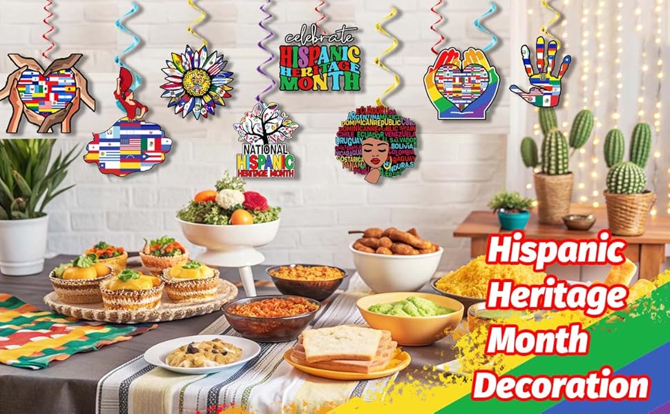 Hispanic Heritage Month Decorations Hanging Swirls, Spanish
