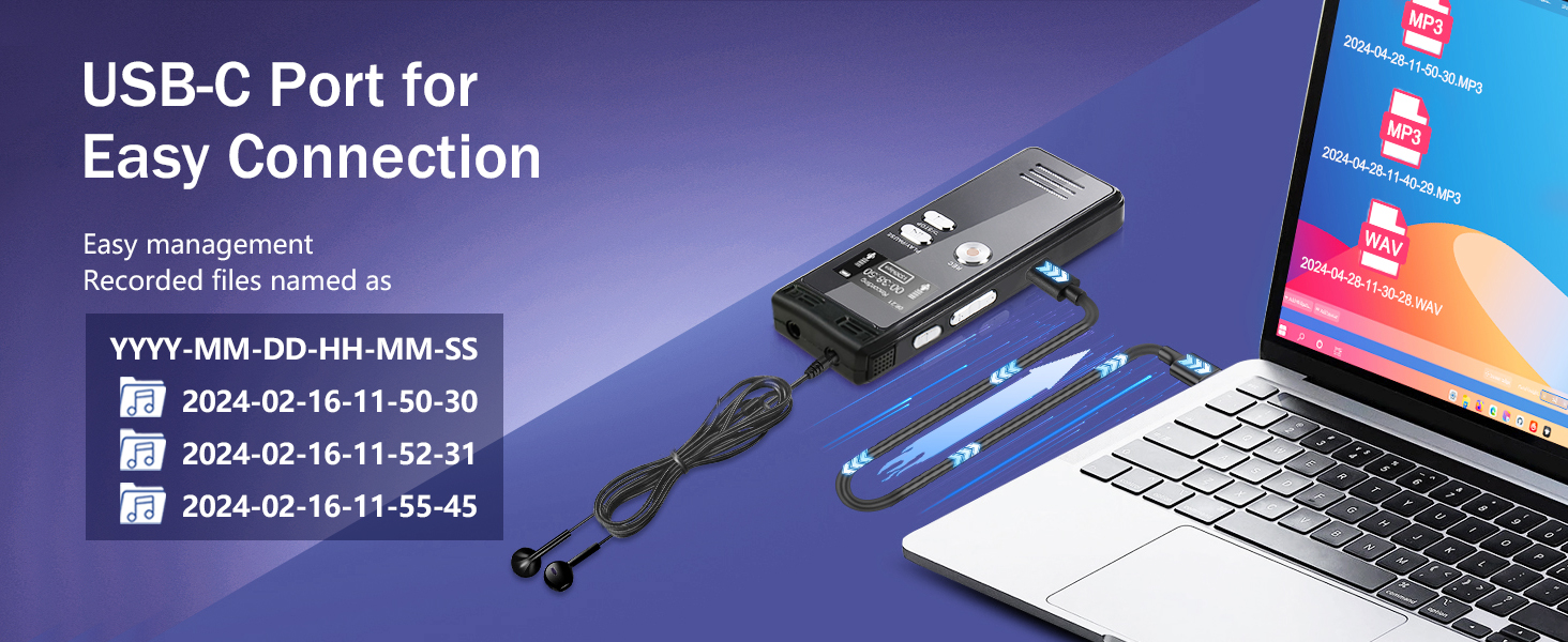 Voice Activated Recorder, Voice Recorder with Playback, Voice Recorder for Lectures , Audio Recorder