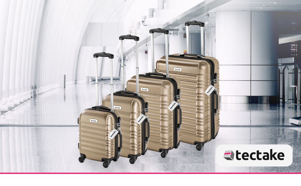 tectake 4TLG Hartshalenkoffer Set Champagner - Reisekoffer mit Rollen, ABS Hartschale, Teleskopgriff und Sicherheitsschl B5a73b5e 6cc4 4dbe 9eec 5da7dae0b5b2. CR0,0,970,600 PT0 SX970 V1