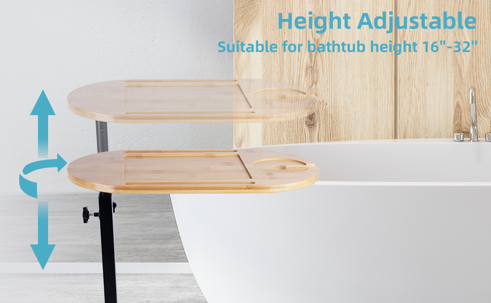 Owntow Bathtub Tray Table, Bamboo Bathtub Tray Side Table