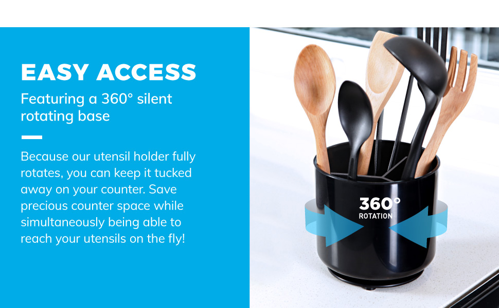 Extra Large Rotating White Utensil Holder Caddy with