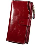 YALUXE Women's Genuine Leather Wallet RFID Blocking Multi Card Holder with Cell Phone Pocket Moth...